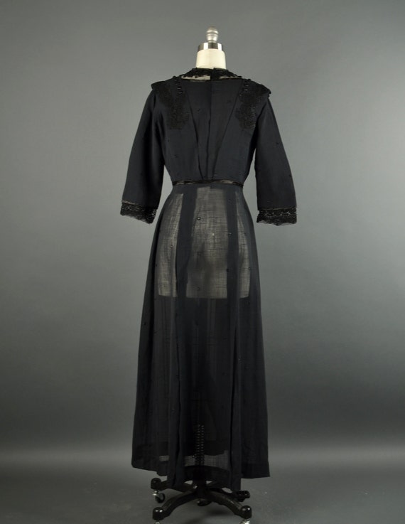 Vintage 1910s Dress / Edwardian lace Dress / black lace