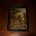 RESERVED 02/25 Antique Painting Cottage Woods oil board small 5 x 7 Lady Pond Ducks