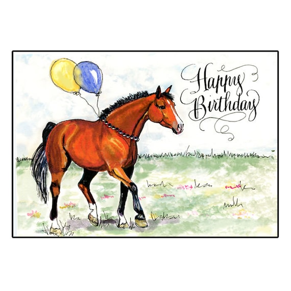 Birthday card Happy Birthday Horse Card Bay horse birthday