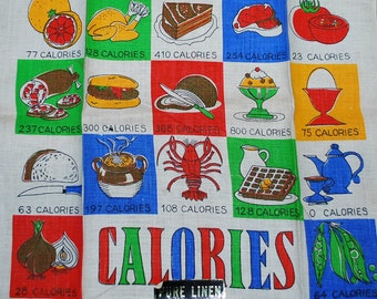 Vintage Calories Kitchen Towel - circa 1960s
