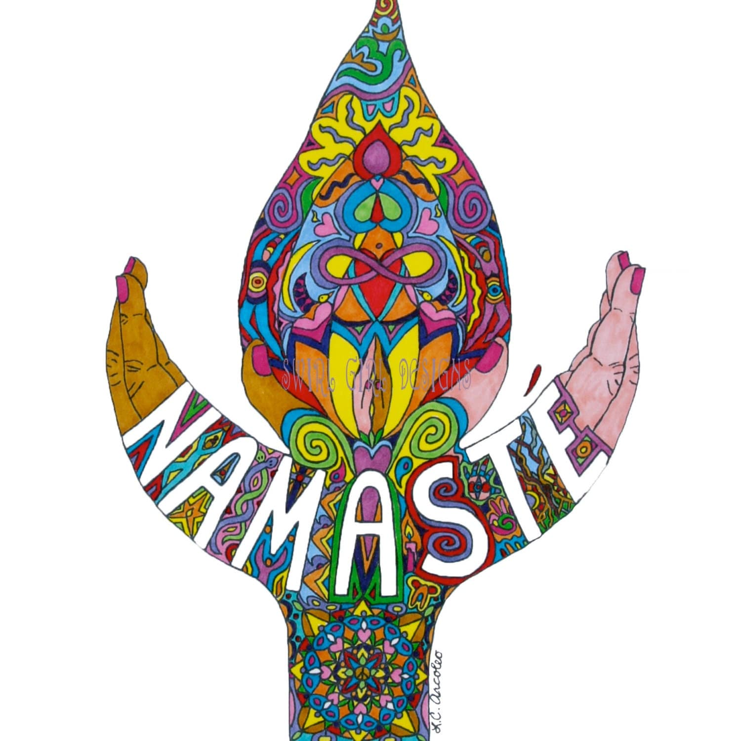 Drawing Namaste Yoga Chalice