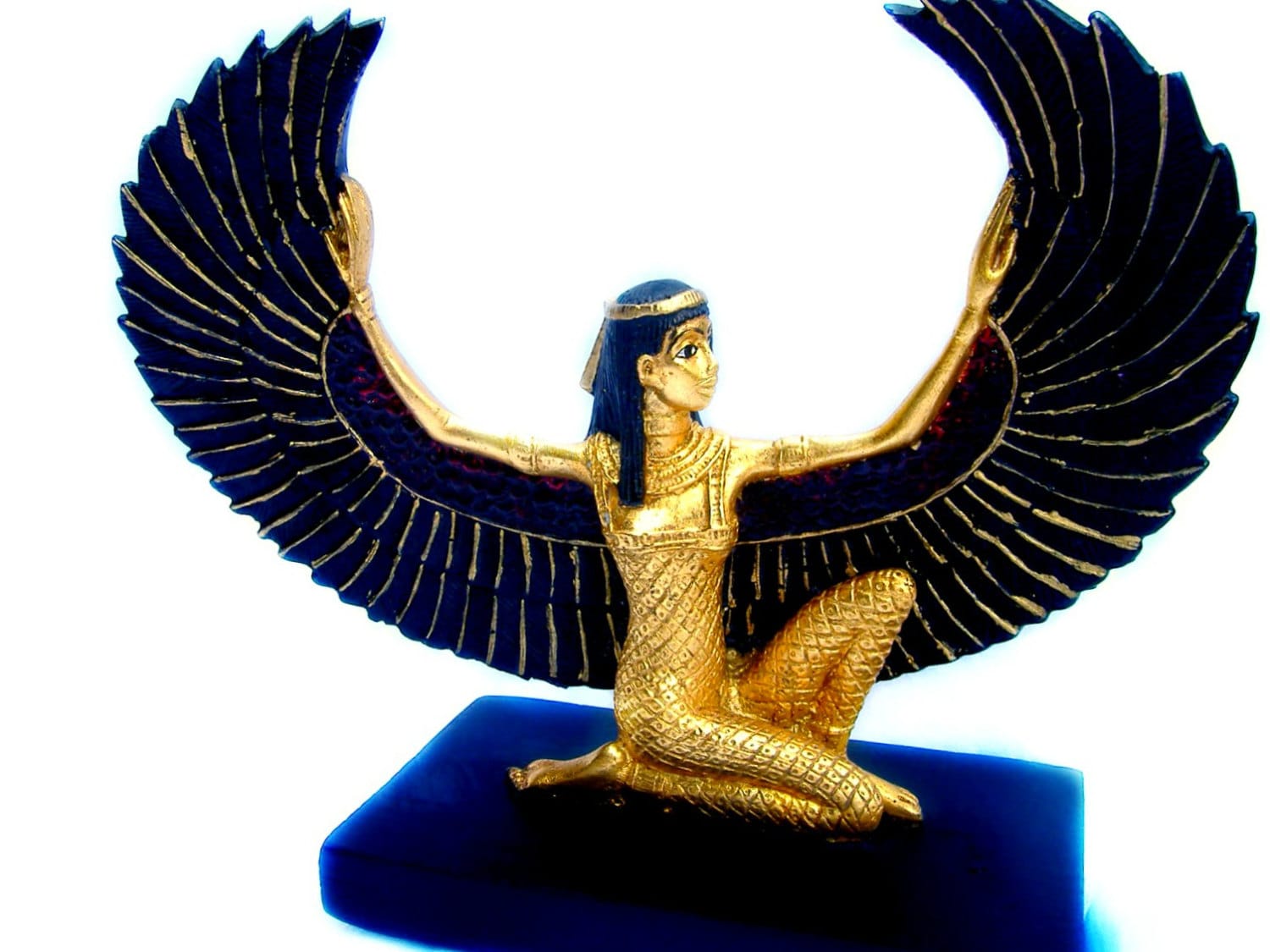 Golden Isis Winged Egyptian Goddess Sculpture Hand by TheBluScarab