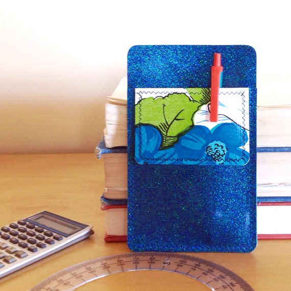 Nerd Power Vinyl Pocket Protector in cascade blue sparkle