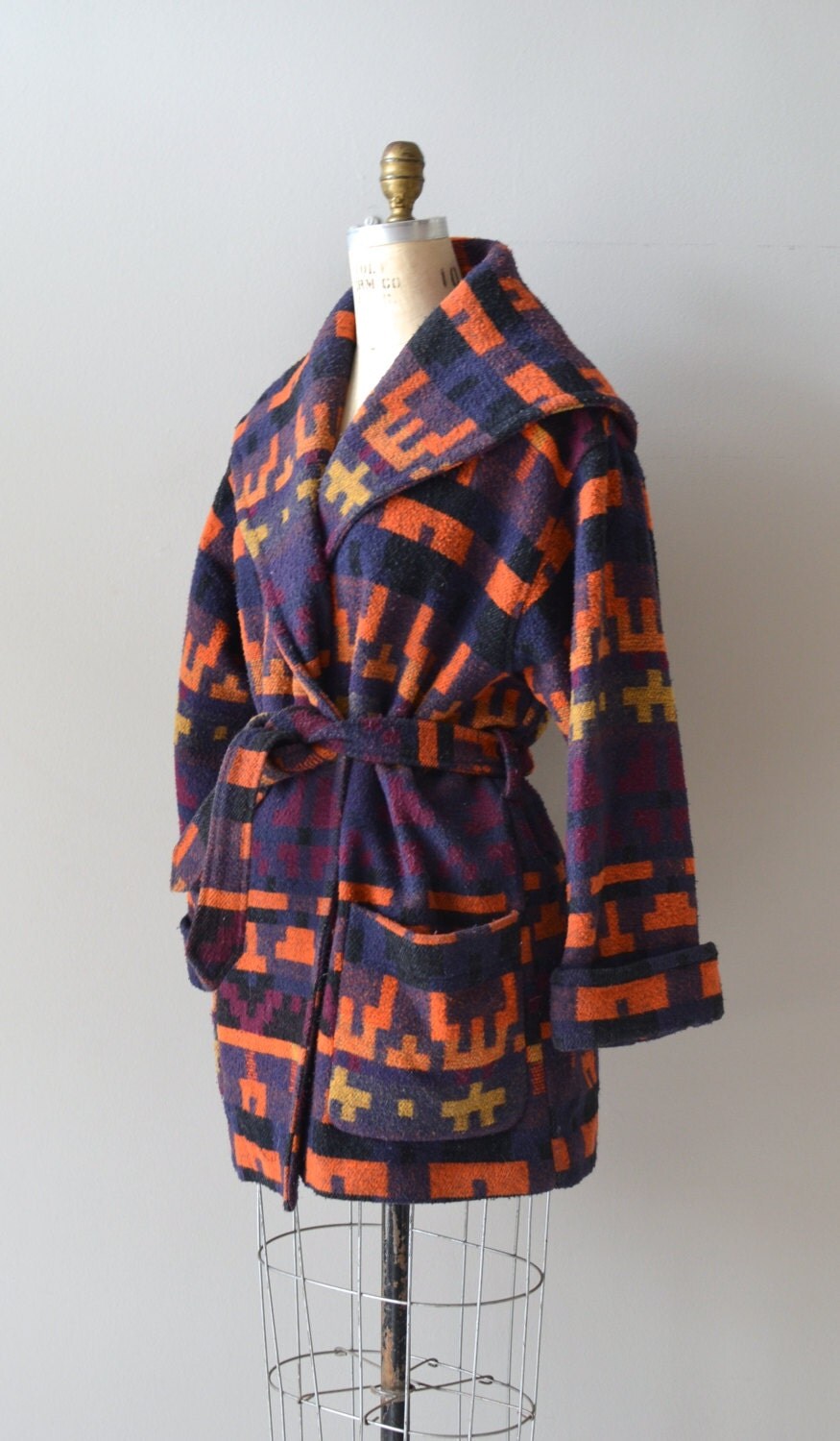 Pendleton blanket coat / wool blanket coat / wool wrap trench