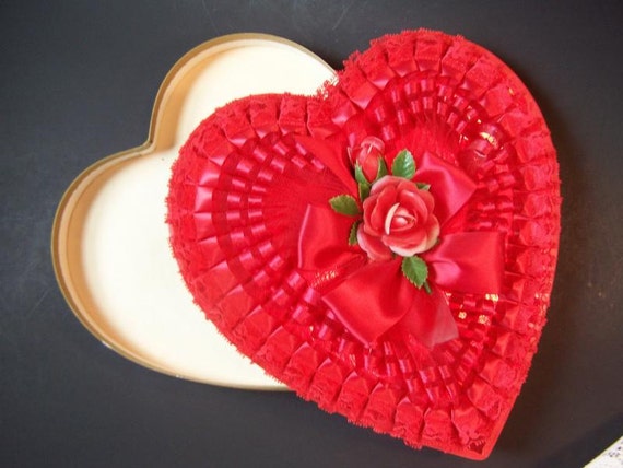 Vintage Box Valentine Chocolate Heart Shaped Box