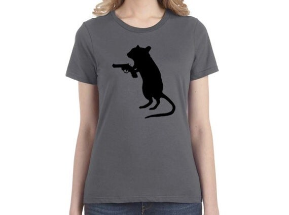 Gerbil T Shirt Funny t shirt Gerbil with a Gun by TwoCatsAndADog