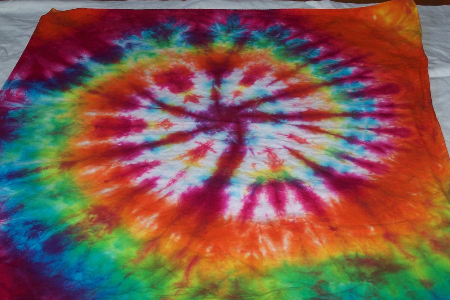 Sunshine Rainbow Spiral Tie Dyed Bandana by rainbowkidstiedye