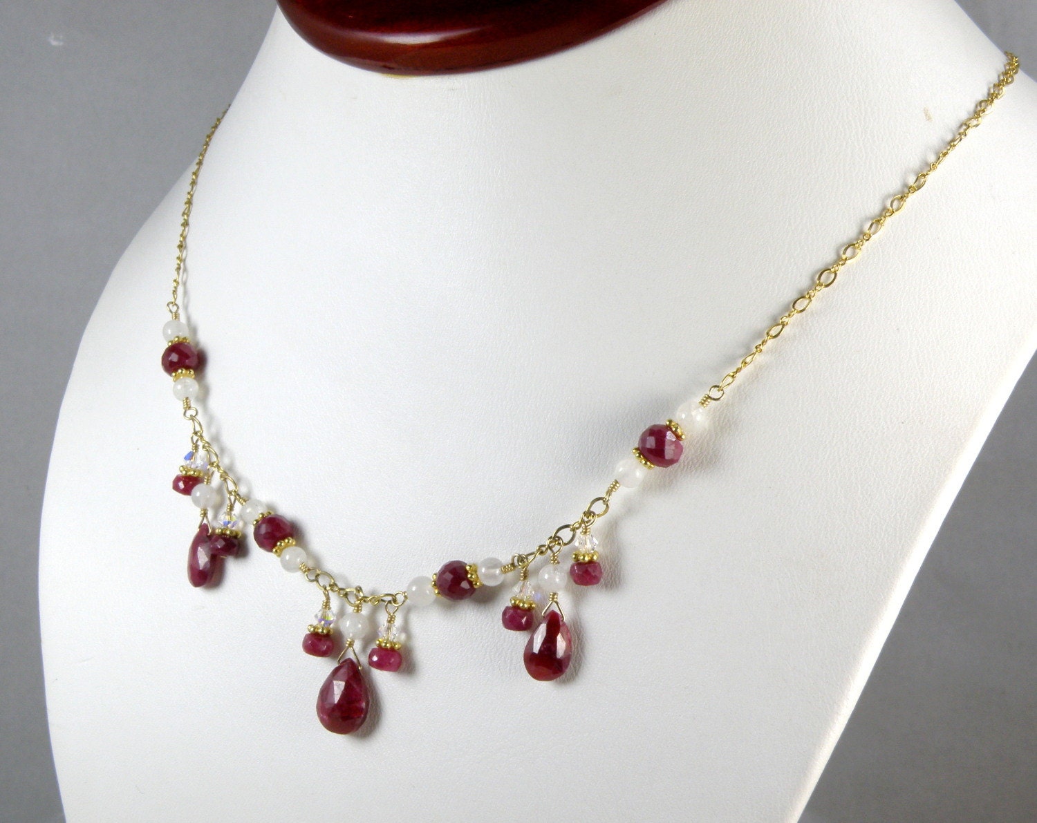 Natural Ruby Necklace Real Ruby Red Gold Filled by fineheart