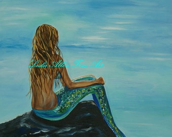 mermaid painting on Etsy, a global handmade and vintage marketplace.