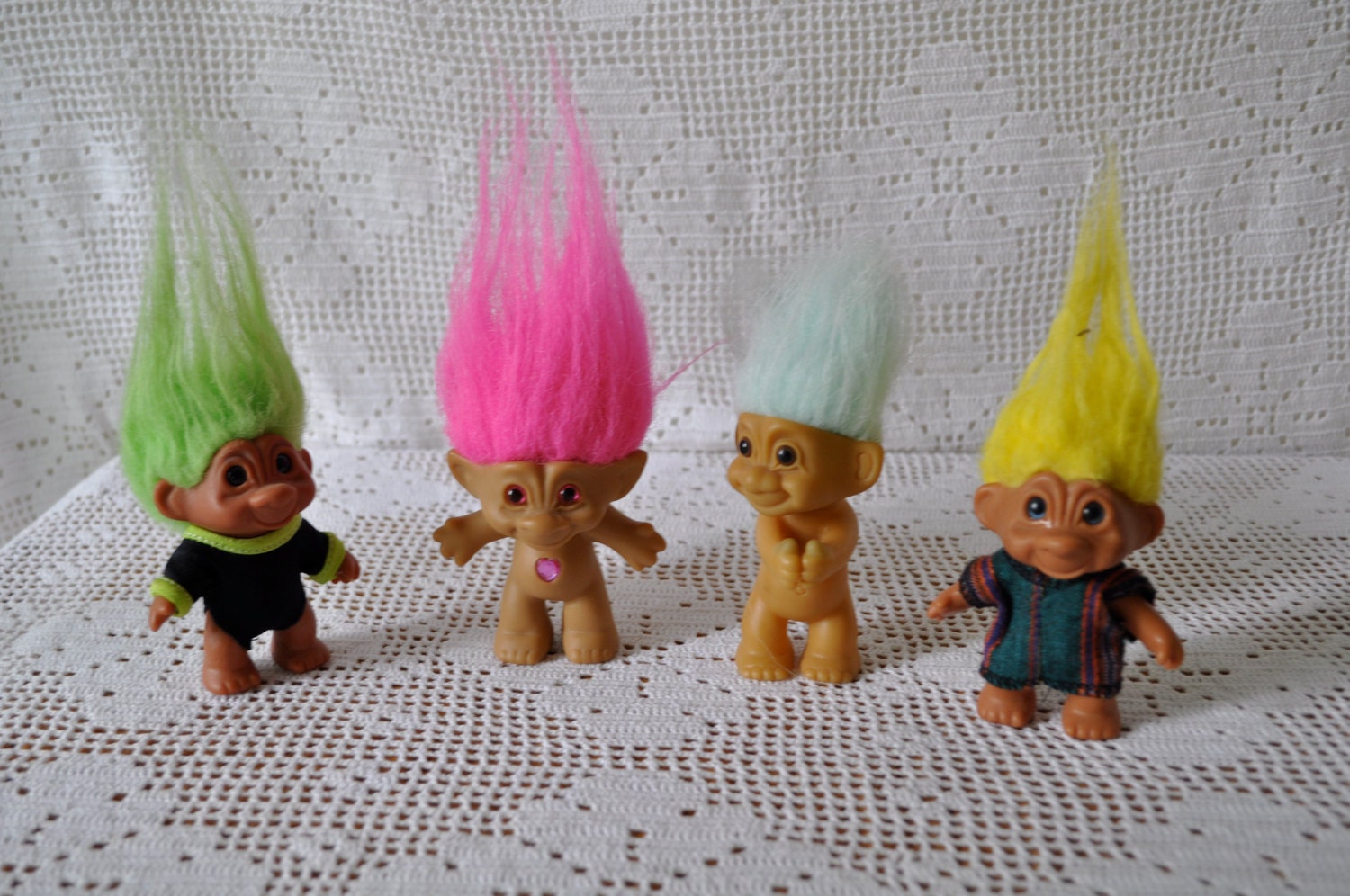 Group of Four Vintage 1980s Troll Dolls