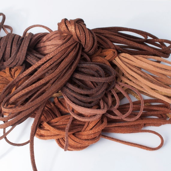 Cocoa Mocha Mix: Faux Suede Leather Cord Microfiber 3mm x 7