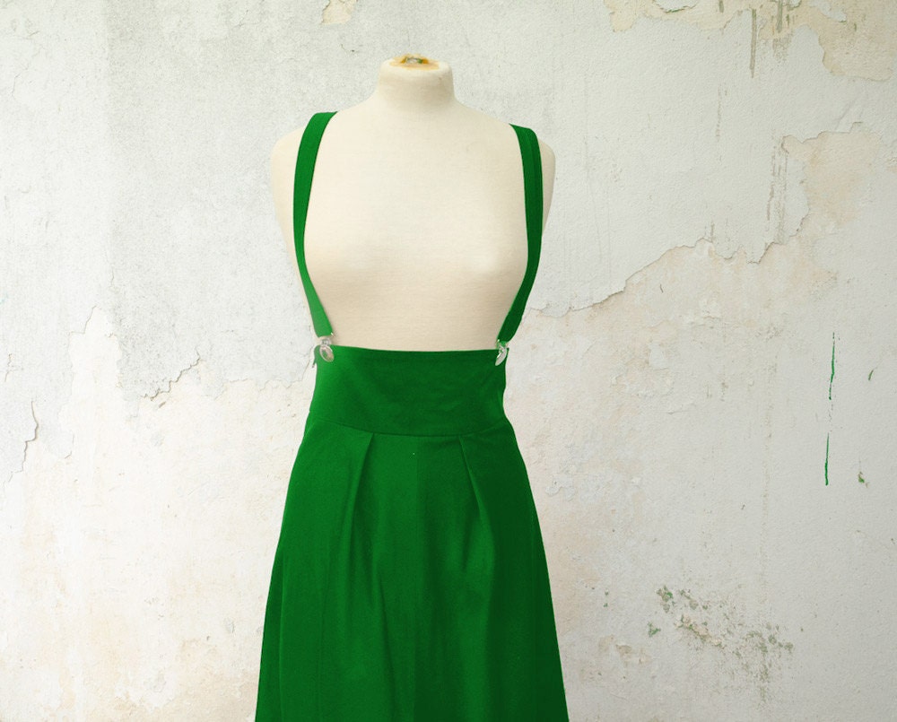 green pinafore skirt