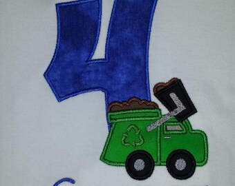 Garbage Truck Birthday Shirt Boutique Custom Personalized Boys or Girls Name Included
