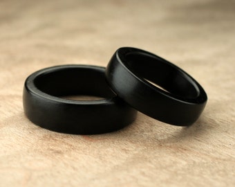 Custom Matching Ebony Wood Rings - 7mm & 6mm