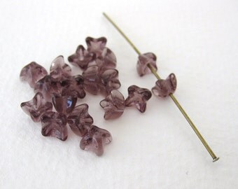 Vintage Glass Beads Amethyst Flower Tulip Bead Caps 5mm vgb0604 (12)