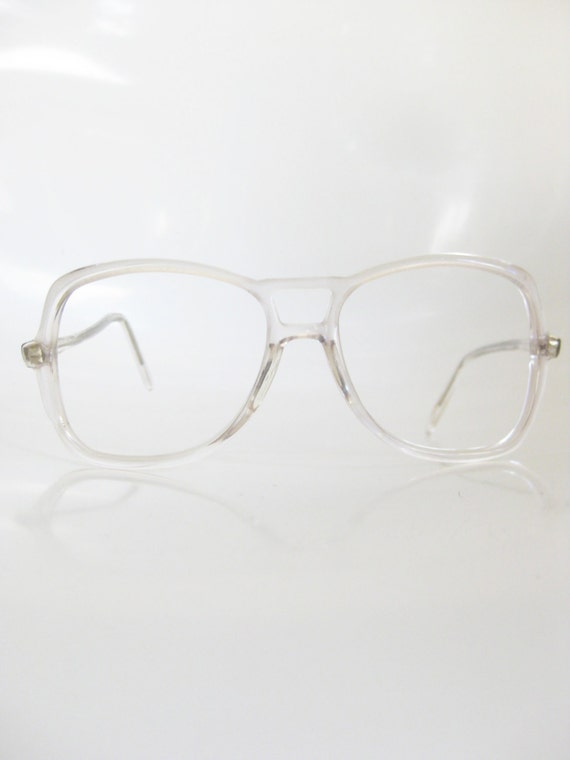 80s Crystal Clear Aviator Eyeglasses 1980s Unisex Glasses See