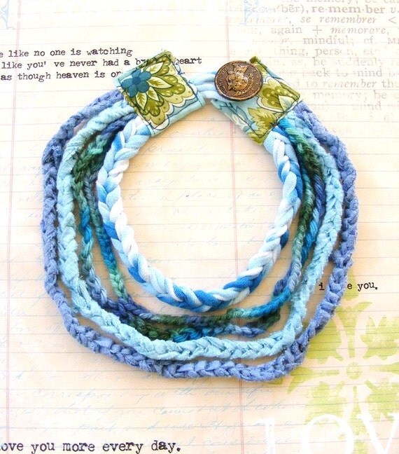 Crocheted Layered Necklace Tie Dye TShirt Yarn by meiguidesigns