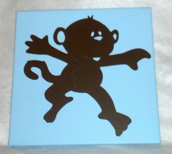 Blue canvas with Monkey for Baby's Room Can by burningisolation