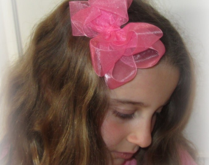 Organza Hair Bows, Organza Hairbows, Shocking Pink Bow, Pink Hair Bow, Boutique Hair Bows, Large Hair Bow, Baby Headbands, Organza Baby Bows