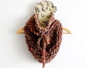 Knitted Scarf Brown Shades Chunky Cowl Triangular Shape