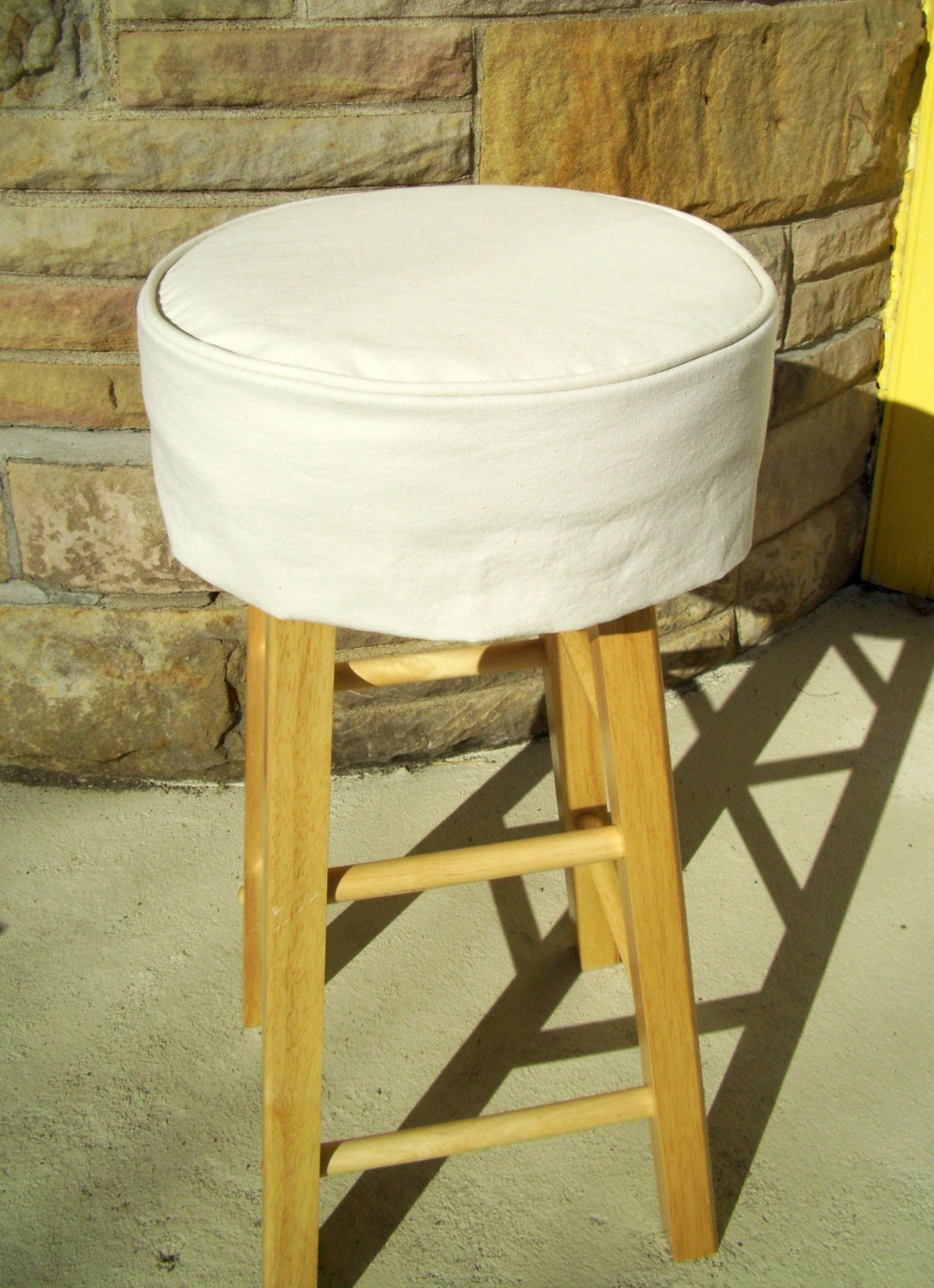 Ivory Bar Stool Cushion Round Barstool Slipcover with