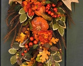 Bountiful Harvest - Hydrangea, Pumpkin and Berry Fall Swag, Fall Wreath, Fall Decor, Fall Leaves, Autumn Wreath, Autumn Decor, Harvest Decor