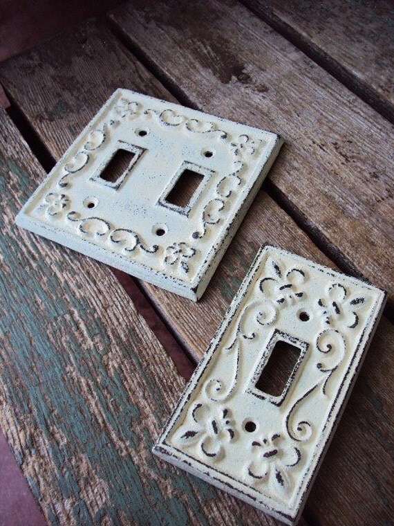 Shabby Chic Switch Plate Cover Set Iron by primitivepincushion
