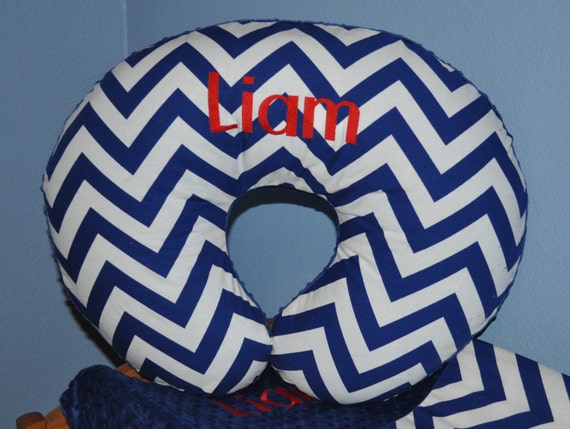 NURSING PILLOW COVER - Monogrammed/Personalized Custom Chevron & Minky Dot Nursing Pillow Cover