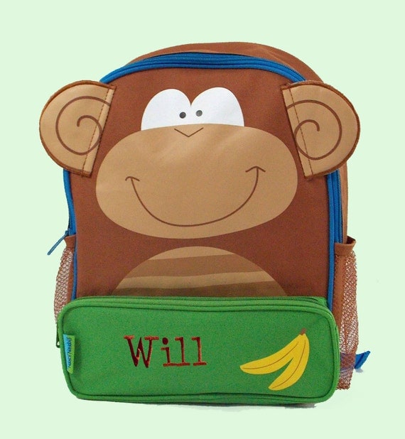 Personalized Child's Stephen Joseph Sidekicks Backpack MONKEY Themed