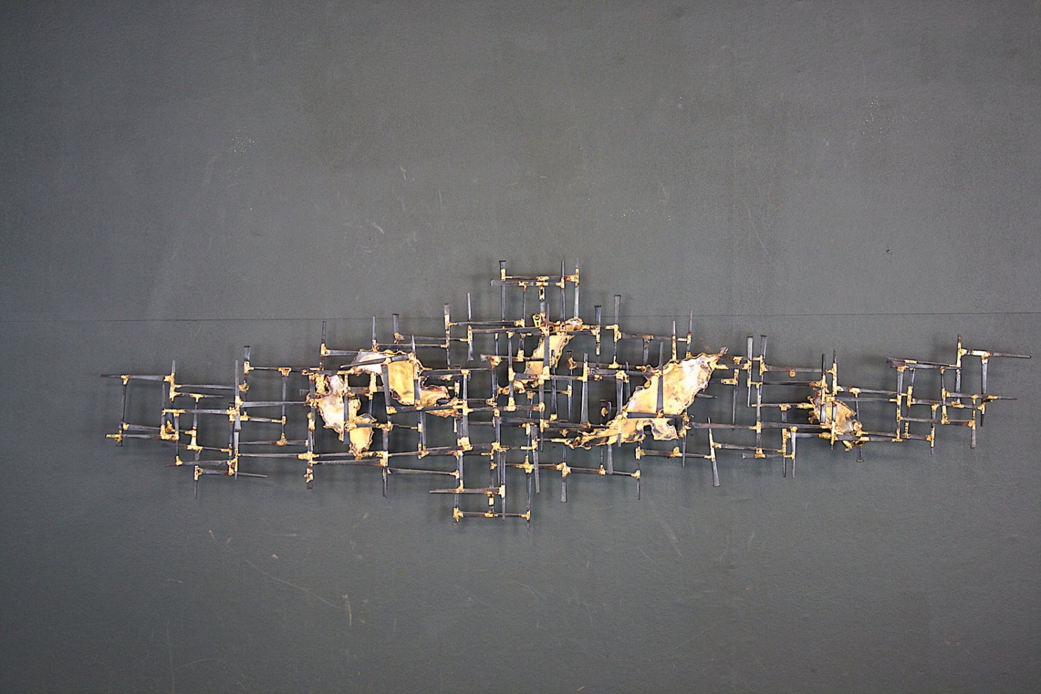 Wall Sculpture Mid Century Abstract Nail Wall Sculpture