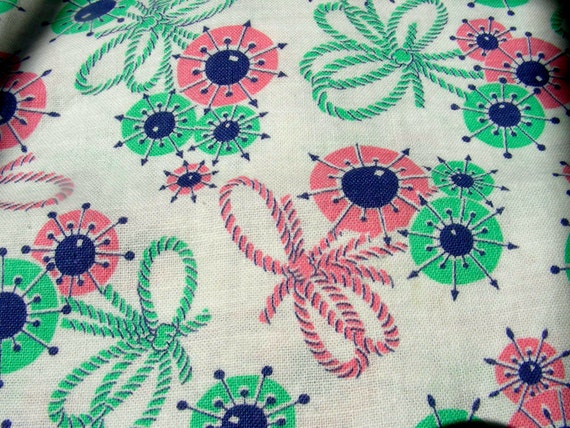 Vintage Feedsack Cotton NOVELTY Quilting Fabric  Minty Green and ...