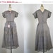 1940s Dress - Vintage 40s Gingham Check Cotton Navy Day House Dress S M Deadstock - Cecily