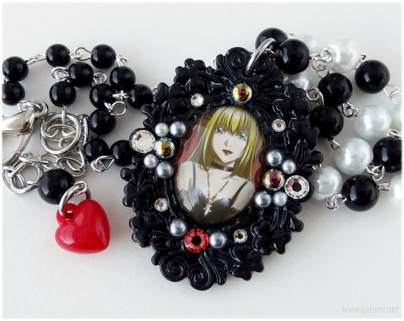 Death Note Necklace Misa Amane Cameo Pendant Beaded Rosary