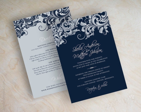 Navy Themed Wedding Invitations 8