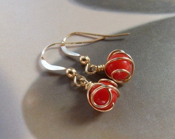 Popular items for red coral earrings on Etsy