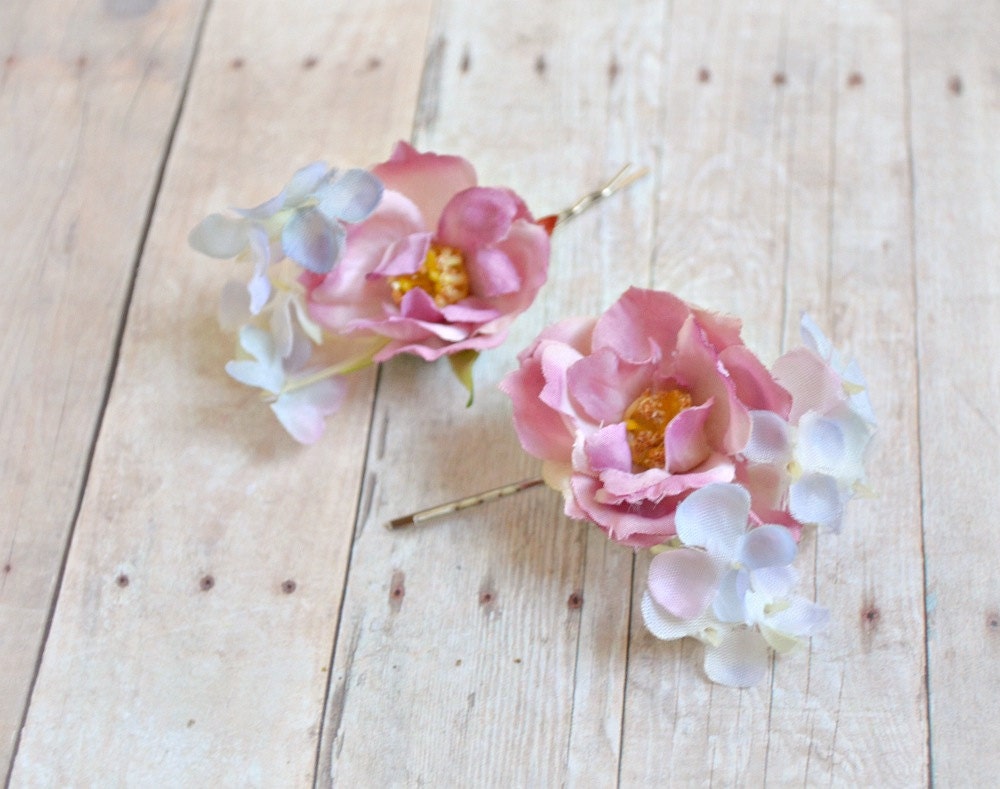 Rose Clips Floral Hair Pins Rose Bobby Pins Pink Clips