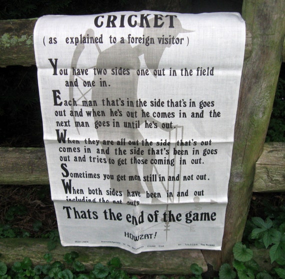 Vintage Tea Towel Cricket Rules Linen By NormasTreasures on