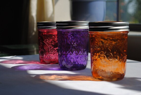 Items similar to 8-oz Decorative Canning Jars Votives--Set of Three on Etsy