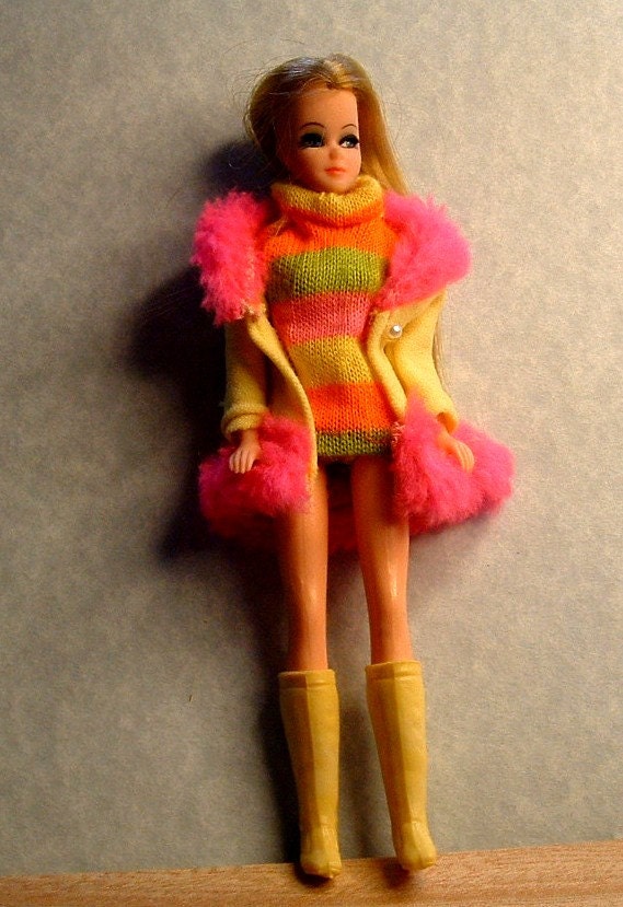1970 Dawn doll clothes Original Outfit and Boots HUGGLY