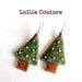 Christmas Tree Earrings, Christmas, holiday, earrings, jewelry, felt earring, holiday gifts under 20
