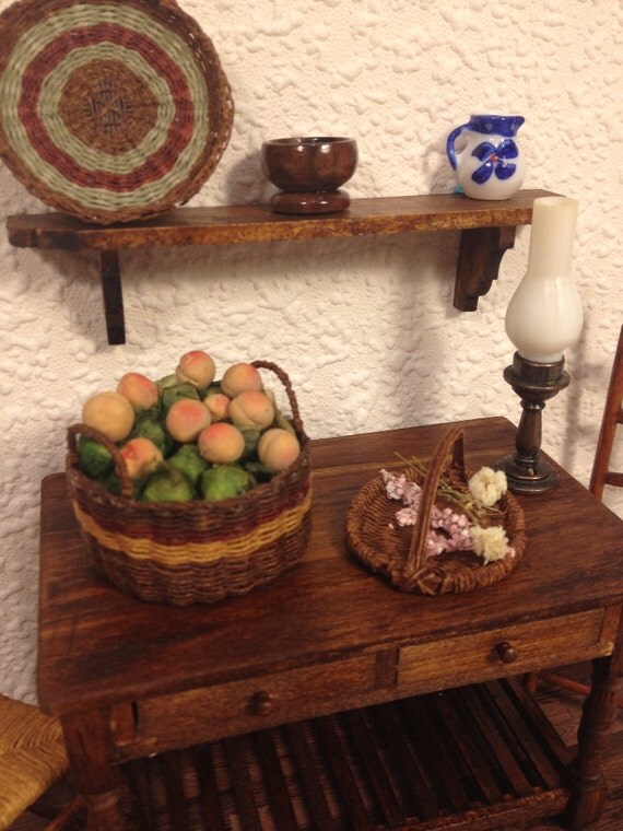 Irish hand woven wicker basket miniature / dollhouse