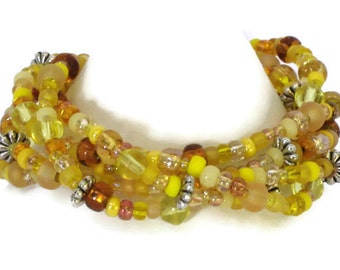 Yellow Beaded Bracelet, One of a Kind, Gifts for Women Mom Wife Sister Daughter Grandma Teacher Under 30, Stocking Stuffers, Birthday Gifts