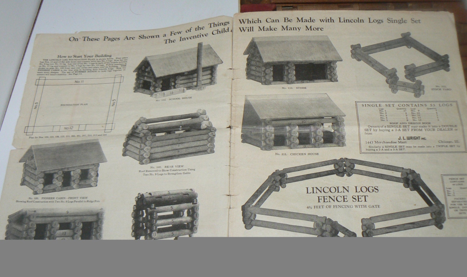 1930s The Original Lincoln Logs Box Set All American Toy with