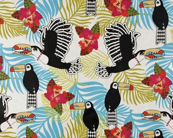 Jungle Fever Collection Lonely Toucan Fabric by Luella Doss Laminated Laminate Vinyl Tablecloth Raincoat