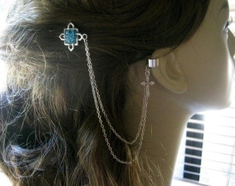 Bobby Pin Ear Cuff, Ear Cuff, Bobby Pin, Ear Cuff Hair Comb, Celtic Cross, Cross Ear Cuff, Chain Ear Cuff