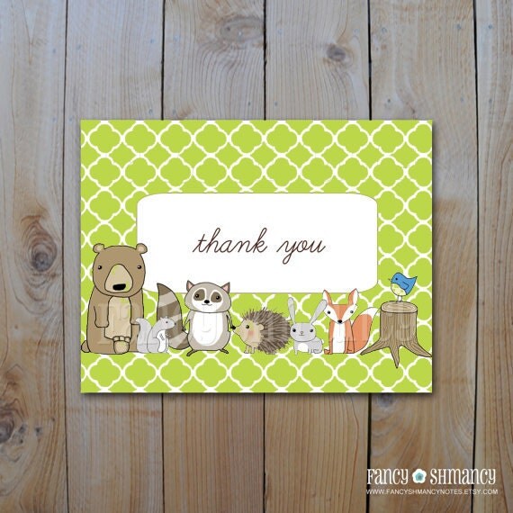 Printable Thank you Cards / LIttle Critter / Woodland Animals