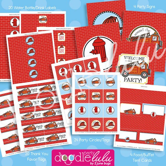 Firetruck Birthday Decorations Fire Truck Party Printables