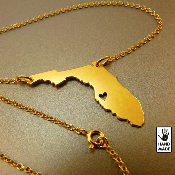 Gold Florida State 24K gold plated sterling silver by StefanoArt