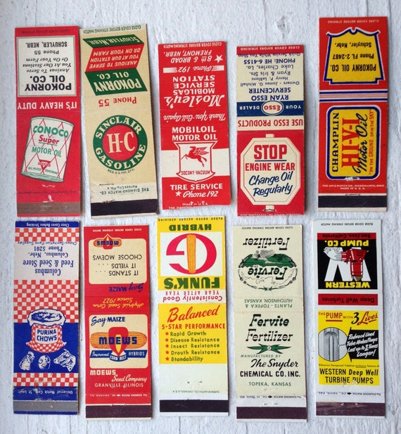10 Vintage Matchbook Covers 1A by WeirdeeGirlVintage on Etsy