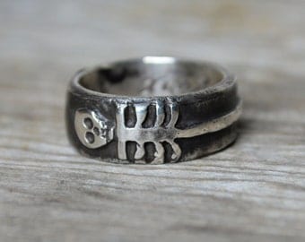 Sterling Silver Ring Till Death Us Do Part, Skeleton, Promise Ring, Wedding Ring, Engagement Ring, Band, Stacking Ring, Silver Ring, Stars